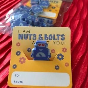 24 Count Valentine Eraser Card Kits Robot I am Nuts and Bolts About You
